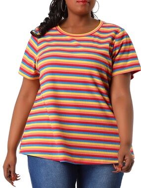 Women’s Multicolor Striped Short Sleeve Tee